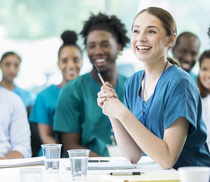 Photo of younger workers participating in a healthcare training program