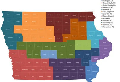 VR Area Office Service Areas in Iowa