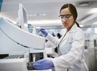 A woman who is currently working in a health career.