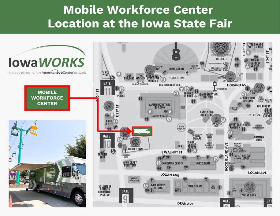 Map of the Mobile Workforce Center at the State Fair