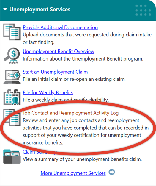 Access the Job Contact and Reemployment Activity Log