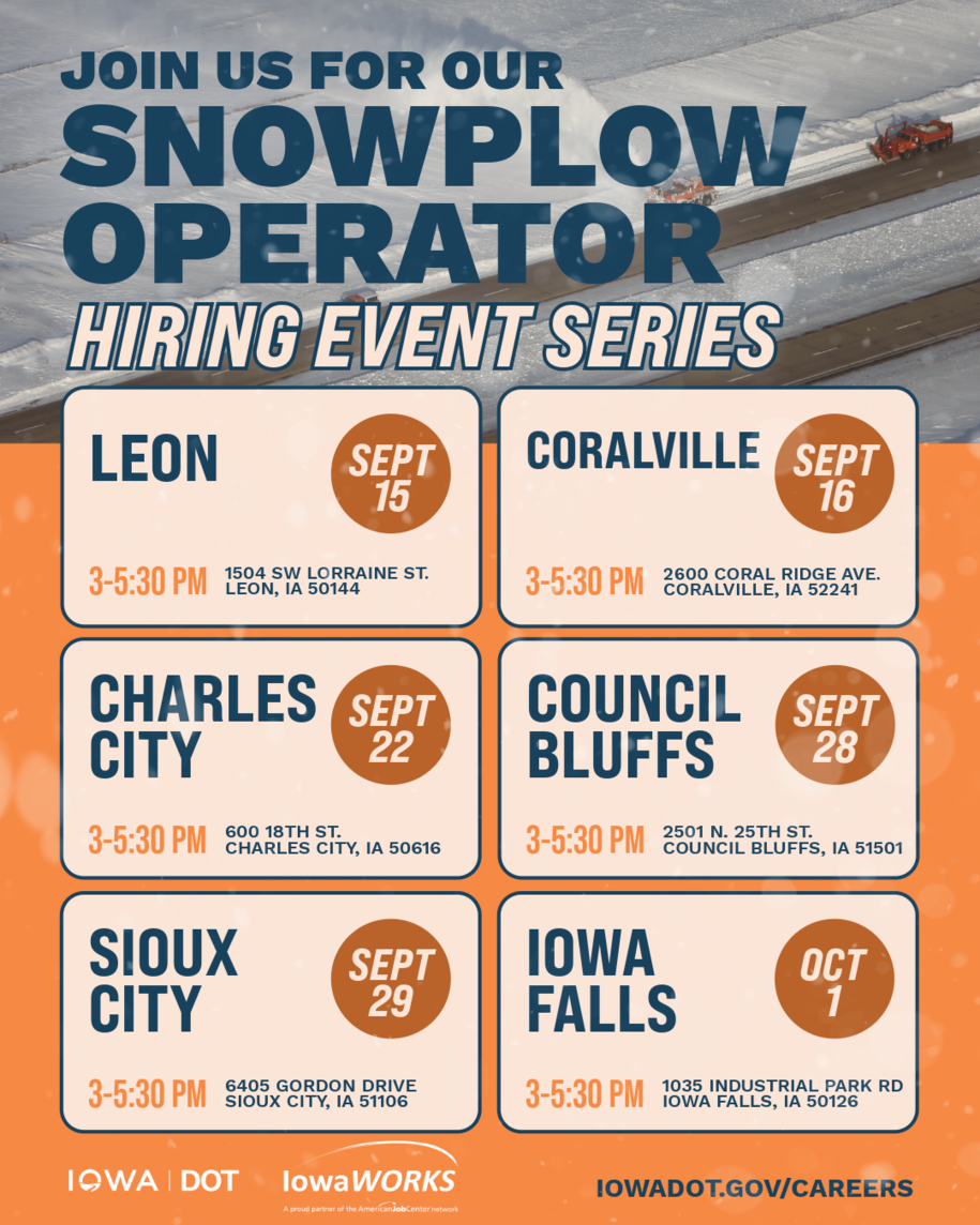 Snowplow Operator Hiring Events in Fall 2026